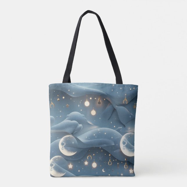 Tote Bag Powder Blue Moon Soft Celestial Aesthetic (Dos)