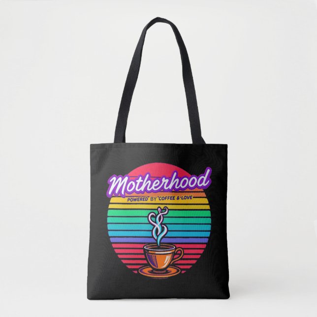 Tote Bag Powered by Coffee and Love | Maman Lover au café (Devant)