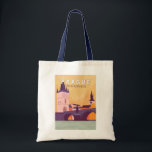 Tote Bag Prague République tchèque Travel Art Vintage<br><div class="desc">Design vectoriel rétro Prague. Surnommée "la Cité des Cent Spires",  elle est connue pour son Carré de la Vieille Ville,  au coeur de son centre historique,  aux bâtiments baroques colorés.</div>