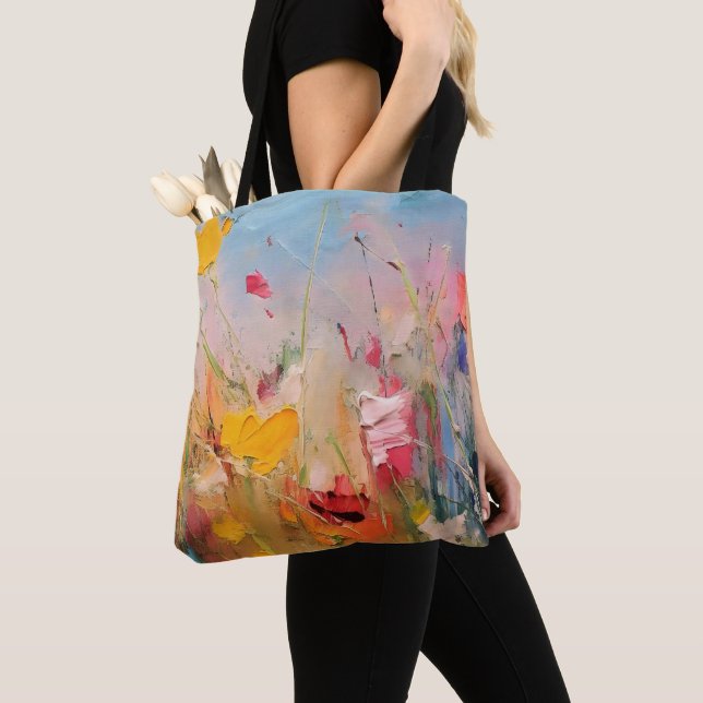 Tote Bag Prairie d'été – Fleurs sauvages abstraites express (De près)