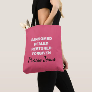 Tote Bag PRAISE rose personnalisée JESUS Christian