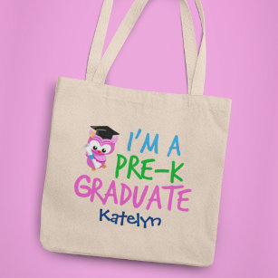 Tote Bag Pré-K Graduate Cute Pink Owl Graduation personnali