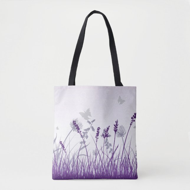 Tote Bag Pré pourpre et papillons (Devant)