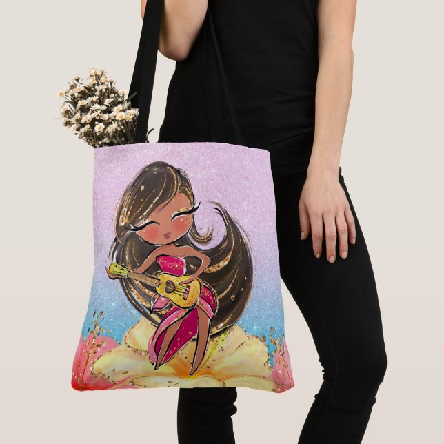 Tote Bag Precieux Guitare Girl Fourre-tout Voir retour (De près)