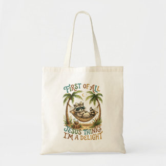 Tote Bag Premier Jésus pense qu'un raton laveur drôle est u
