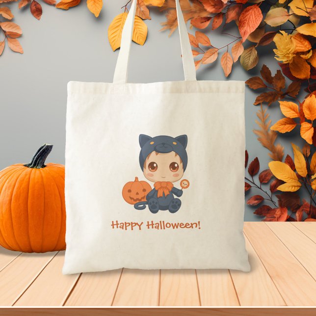 Tote Bag Première Halloween mignonne bébé noir costume de c (Créateur téléchargé)