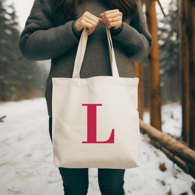 Tote Bag Première lettre | Teal Monogram Modern Stylish Coo (Créateur téléchargé)