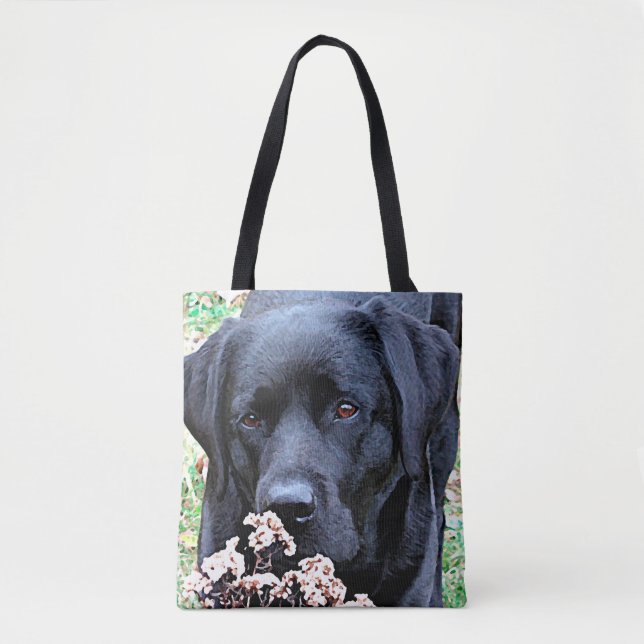 Tote Bag Prenez du temps - Black Lab - Black Labrador (Devant)