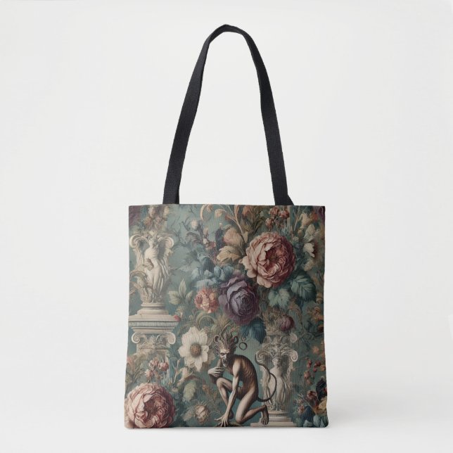 Tote Bag Prenez un Bow - Gothique Floral Design (Devant)