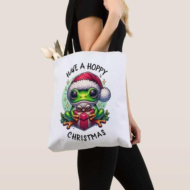 Tote Bag Prenez un Noël Hoppy | Pun de grenouille (De près)