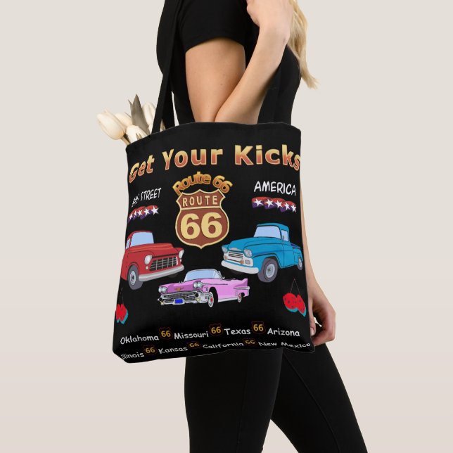 Tote Bag Prenez vos coups de pied. Route 66  (De près)