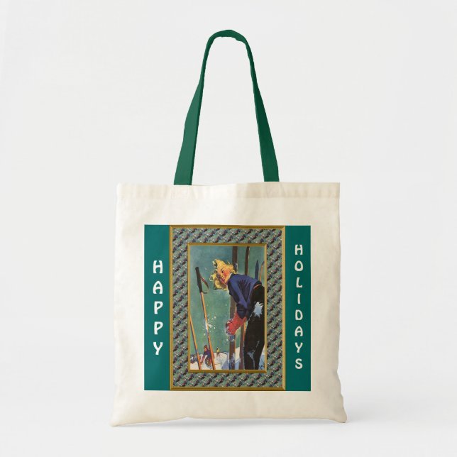 Tote Bag Préparez bonnes fêtes pour skier (Devant)