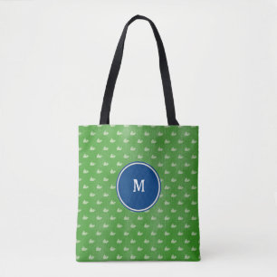 Tote Bag Preppy Blue Green baleines blanches Monogram Chien