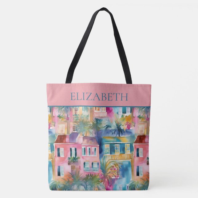 Tote Bag Preppy Charleston Maisons Personnalisées (Devant)