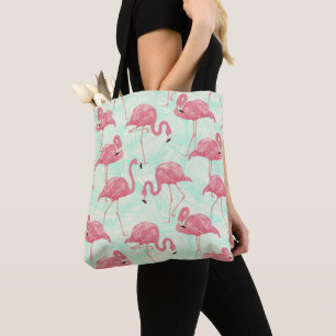 Tote Bag Preppy Chic Elegant Pink Flamingo Motif