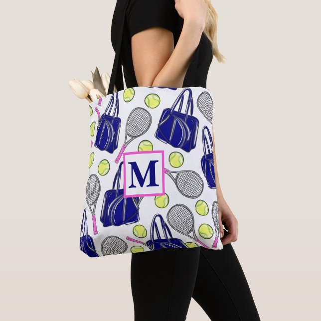 Tote Bag Preppy Monogram Tennis Navy (De près)