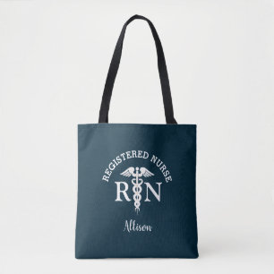 Tote Bag Préppy Nurse RN Médicale Navy Bleu Personnalisé