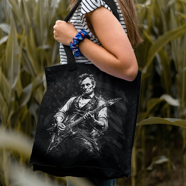 Tote Bag President Abraham Lincoln Playing Guitar (Créateur téléchargé)
