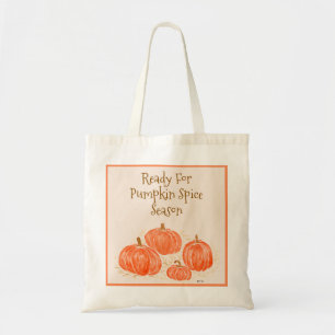 Tote Bag Prêt pour le Citrouille d'aquarelle de saison des