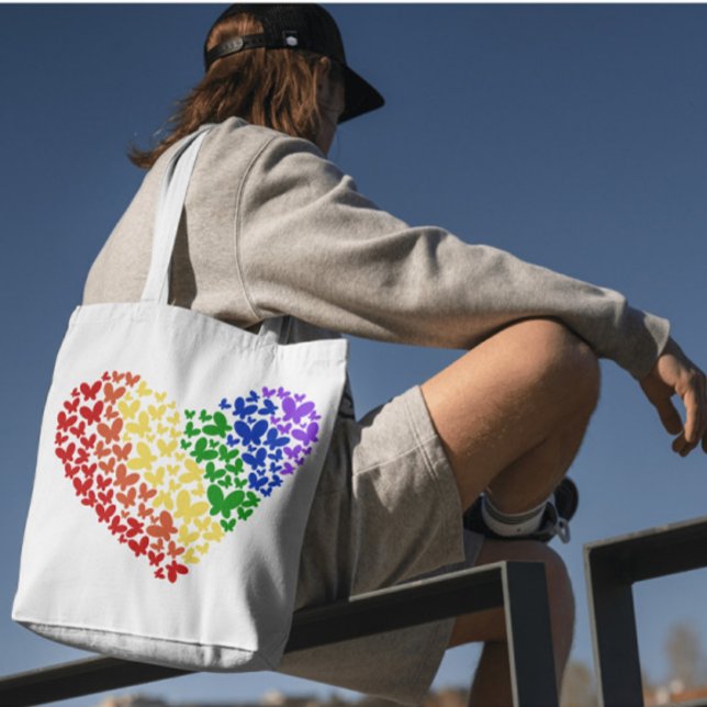 Tote Bag Pride Papillon Cœur – Couleurs du drapeau LGBTQ+  (Créateur téléchargé)