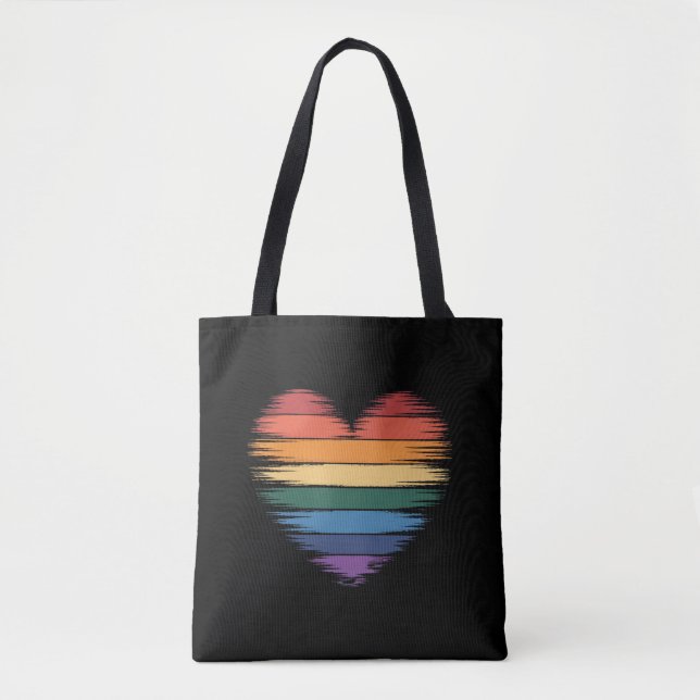 Tote Bag Pride Rainbows Heart Print LGBT Gay pride (Devant)