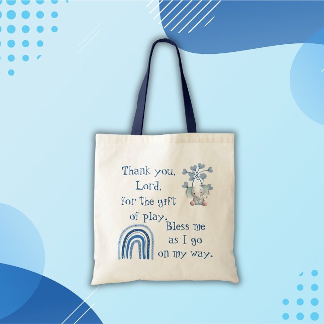 Tote Bag Prière chrétienne pour enfants Bleu | (Créateur téléchargé)