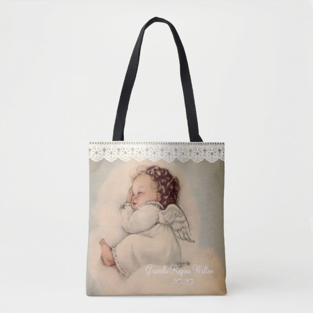 Tote Bag Prière d'ange personnalisée Gardienne de bébé (Devant)