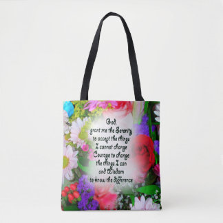 Tote Bag Prière de sérénité écrite au Centre du Bouquet