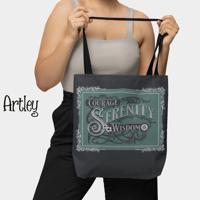 Tote Bag Prière Vintage de style Turquoise noir (Créateur téléchargé)