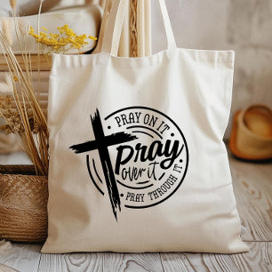Tote Bag Priez Sur Elle Croix Chrétienne Bible Verse