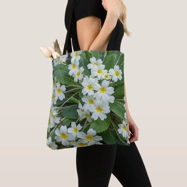 Tote Bag Primevères blanches Floral (De près)