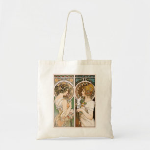 Tote Bag Primroses et plumes, Mucha
