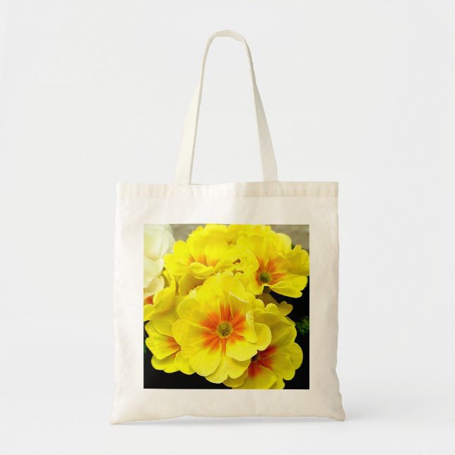 Tote Bag Primula jaune dans la florale printanière (Devant)