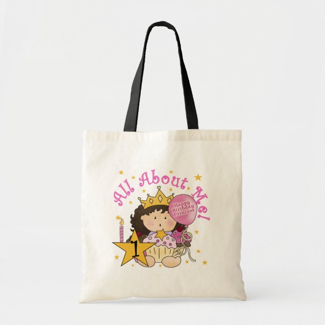 Tote Bag Princess All About Me 1st Birthday Tshirts (Devant)