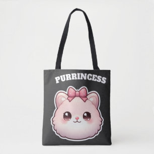 Tote Bag Princesse Féline Dessin Rose Mignon