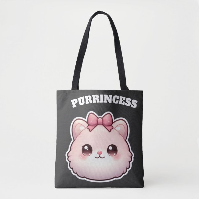 Tote Bag Princesse Féline Dessin Rose Mignon (Devant)