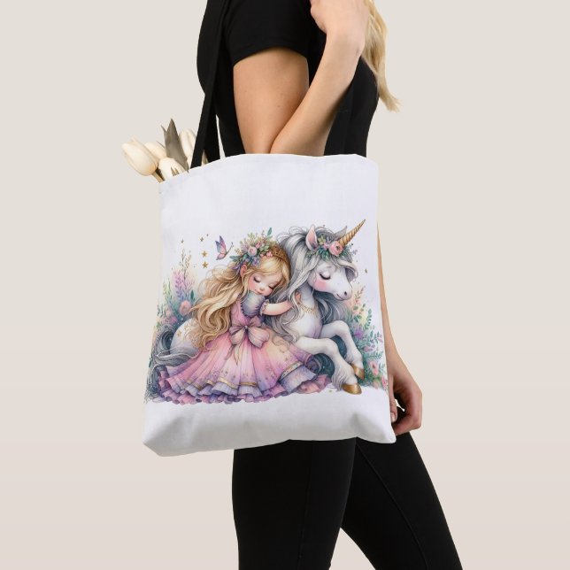 Tote Bag Princesse Licorne Pastel Conte de Fée Fantastique (De près)