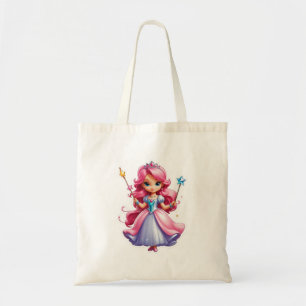 Tote Bag Princesse Rose Avec Baguette Magique Et Tiara