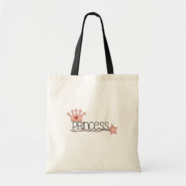 Tote Bag Princesse rose de couronne et de baguette magique (Devant)