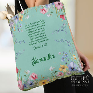 Tote Bag Printemps Fleur sauvage Jardin Bible Verse Personn