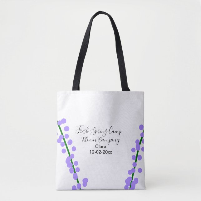 Tote Bag printemps frais camping fleurs de lavande nom date (Devant)