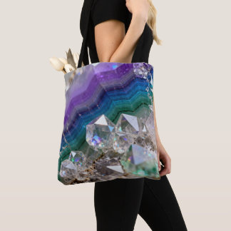 Tote Bag Prismatic Quartz Fusion Vibrant Crystal Design