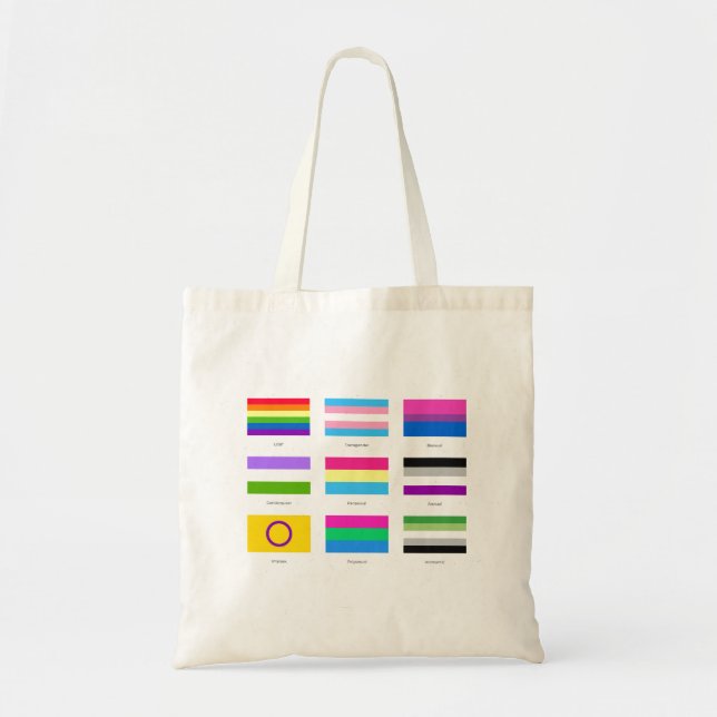 Tote Bag Prix LGBTQIA 9 x FLAGS Rainbow Awareness Chic C (Devant)