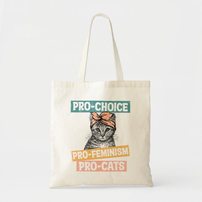 Tote Bag Pro Choice Pro Feminism Pro Cats (Devant)