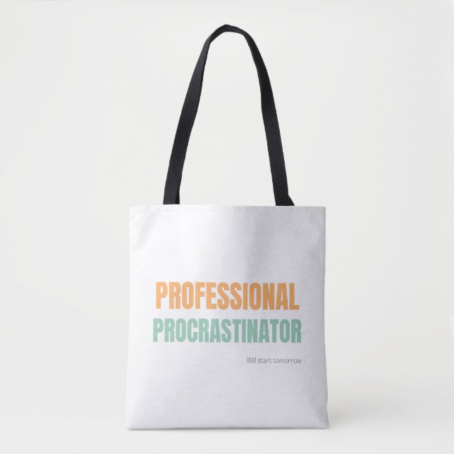 Tote Bag "Procrastinateur Professionnel" Typographie Spirit (Devant)