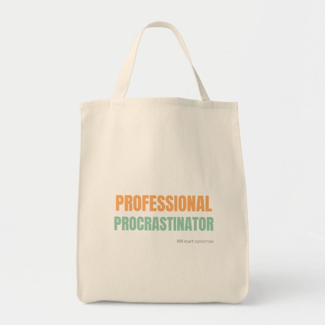 Tote Bag "Procrastinateur Professionnel" Typographie Spirit (Devant)