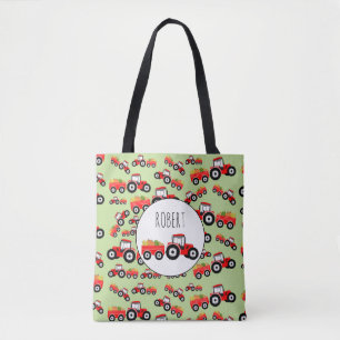 Tote Bag Produit de la ferme de camion de tracteur rouge pe