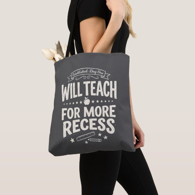 Tote Bag Prof amusant "enseignera en échange de plus de réc (De près)