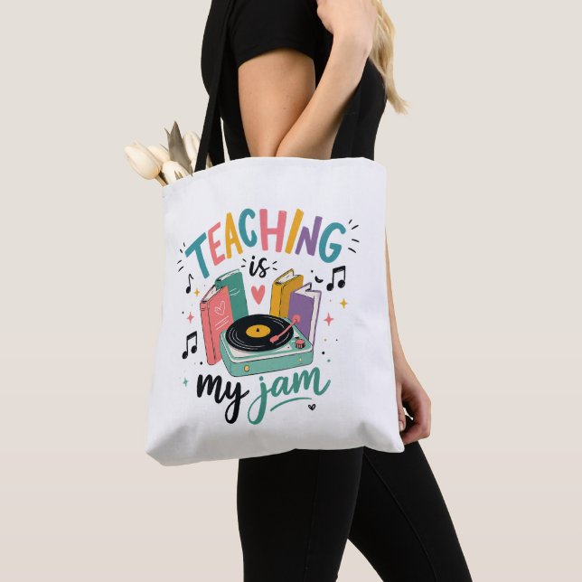 Tote Bag Prof Enseignement Rétro Est Mon Jam Disque Vinyle  (De près)