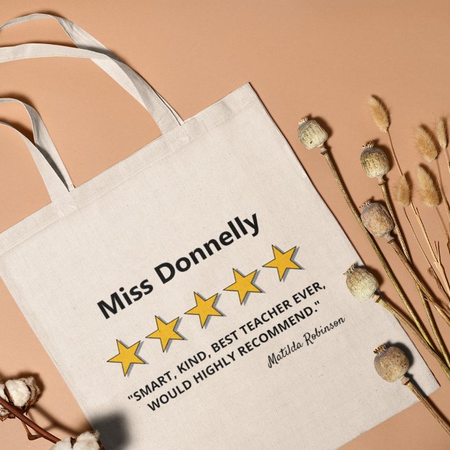 Tote Bag Professeur 5 étoiles | Cadeau pour enseignant d'éc (Créateur téléchargé)